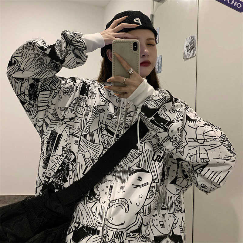 Japanese anime casual Ulzzang fashion female punk plus size loose long-sleeved Harajuku zipper gothic hooded sweatshirt 210608, White
Japanese anime casual Ulzzang fashion female punk plus size loose long-sleeved Harajuku zipper gothic hooded sweatshirt 210608, White