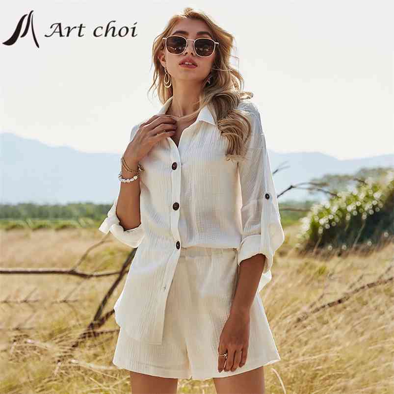 Spring Summer Two Piece Set Tracksuit Casual Outfit Suit White Shirt Blouse Tops Cotton Linen Shorts Pants 2 Piece Sets 210721
Spring Summer Two Piece Set Tracksuit Casual Outfit Suit White Shirt Blouse Tops Cotton Linen Shorts Pants 2 Piece Sets 210721