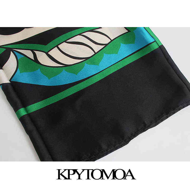 KPYTOMOA Women Fashion Side Pockets Print Wide Leg Pants Vintage High Elastic Waist Drawstring Female Ankle Trousers Mujer 211115