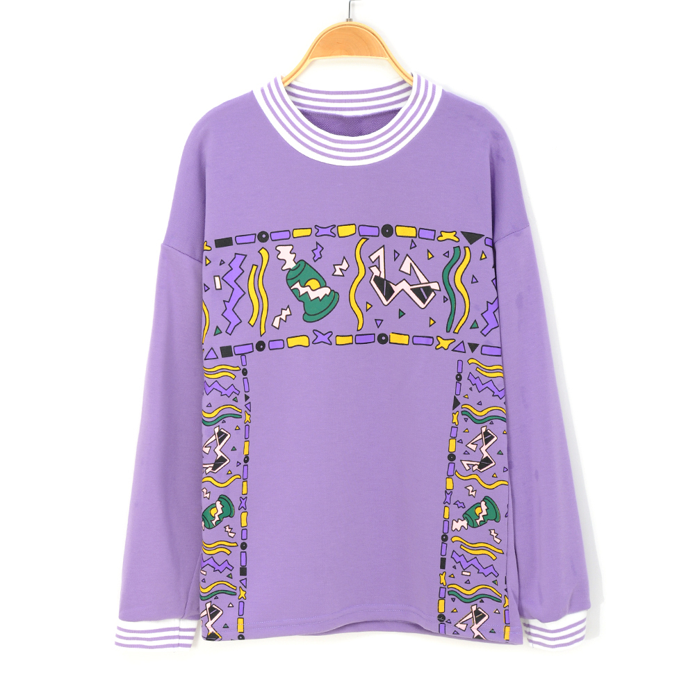 Women Hoodies Purple Autumn Round Neck Young Girls Female Printed Clothes Loose Cute Women Pullover Sweatershirts Oversize 201113