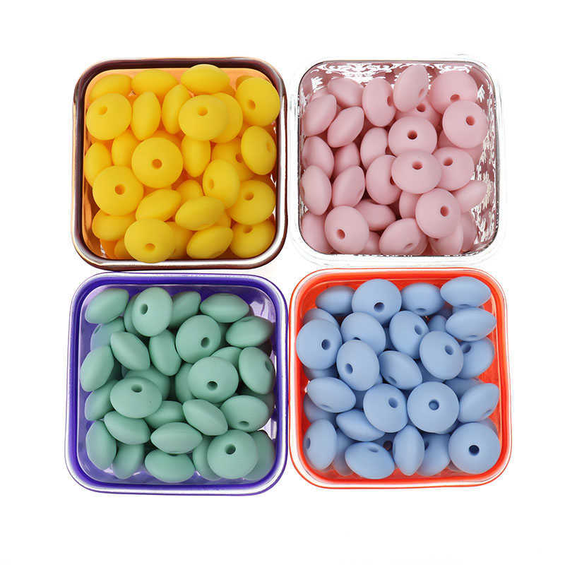 Whosale 12mm Lentils Silicone Round Teething Beads 300PC Abacus Spacing Bead a Free Baby Teether Necklace Pendant Toy DIY 220209