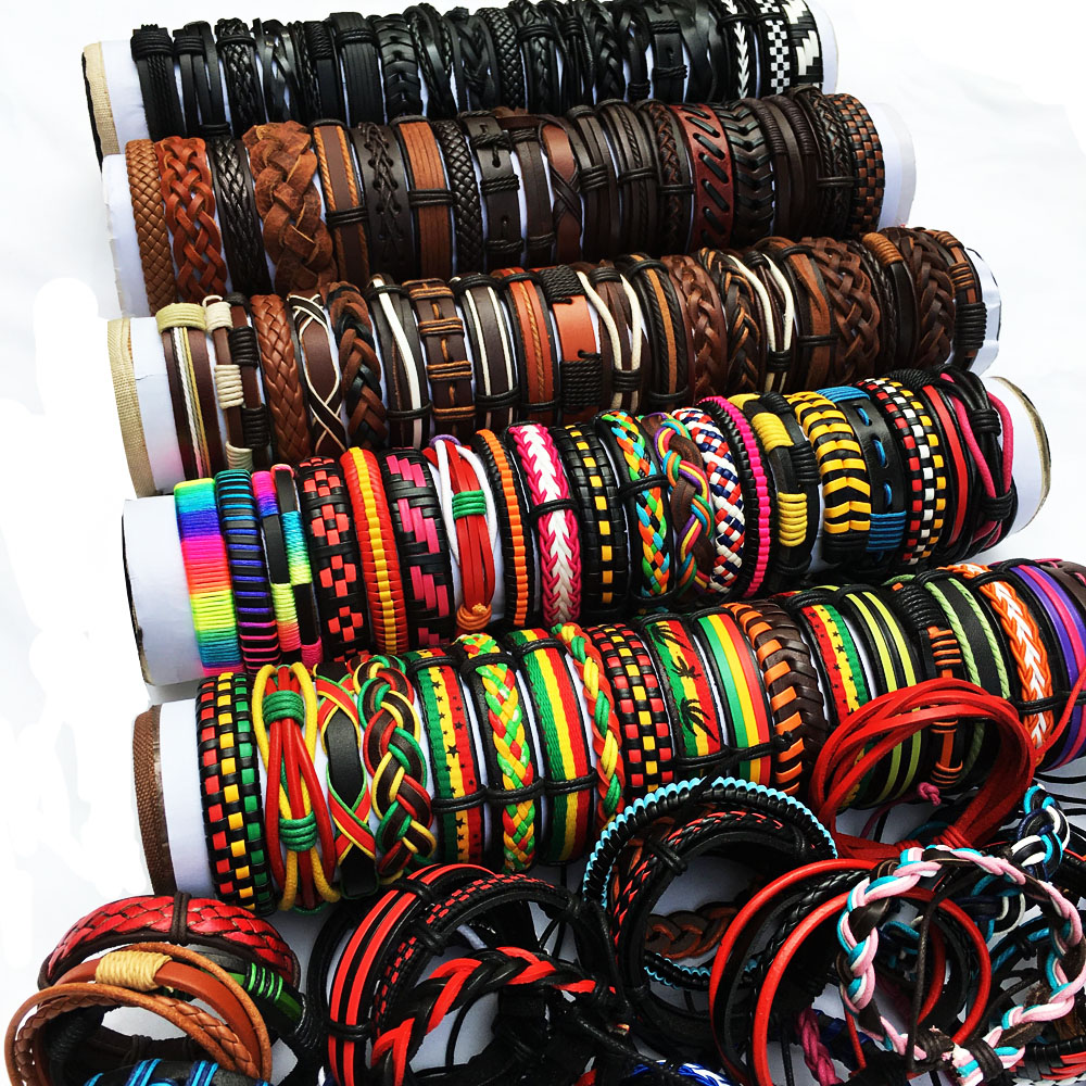 Wholesale lots bulk Random 50PCS/Lot punk mens leather bracelets femme pulseras bileklik couple bracelet men jewelry WP2s 
Wholesale lots bulk Random 50PCS/Lot punk mens leather bracelets femme pulseras bileklik couple bracelet men jewelry WP2s