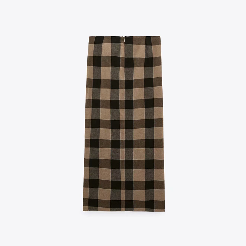 Vintage Elegant Plaid Women Skirts Lady Office Autumn Pencil Long Girls Skirt Female MidCalf Skirts Mujer skirt 210306
