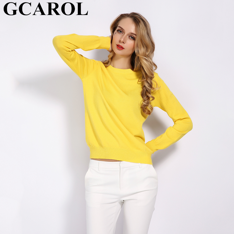 GCAROL New O Neck Women 30% Wool Sweater Candy Jumper Casual Stretch Fall Winter Basic Render Knit Pullover S-3XL 210218