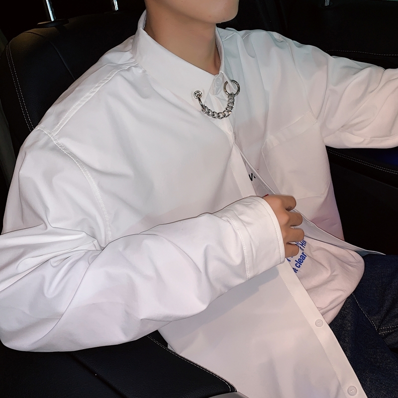 2021 New Men's Chic Work Clothes Long Sleeve Coats Hawaiian Bf Original Iron Chain Decoration Shirt Camisa Masculina M-2xl Y3qn, White
2021 New Men's Chic Work Clothes Long Sleeve Coats Hawaiian Bf Original Iron Chain Decoration Shirt Camisa Masculina M-2xl Y3qn, White