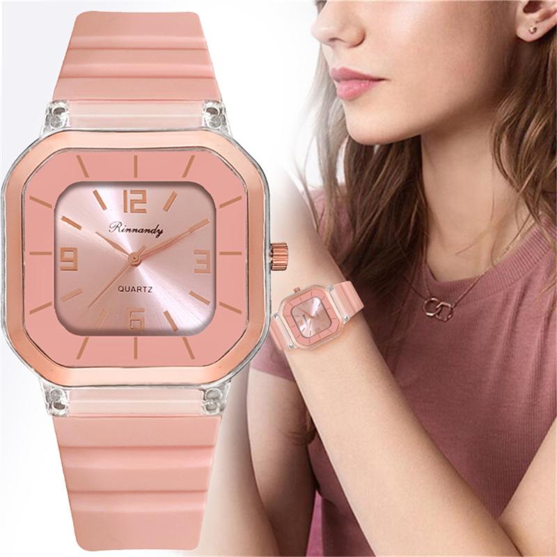 Wristwatches Jessingshow Silicone Watches Fashion Beautiful Colorful Jelly Student Clock Casual Luxury Woman Watch Rectangle Wristwatch, White