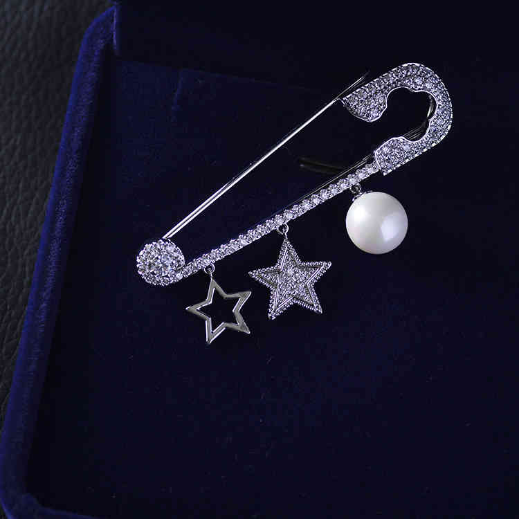 Korean Creative Brooch Five Pointed Star Clothing Accessories Silk Scarf Buckle Suit Waist Closing