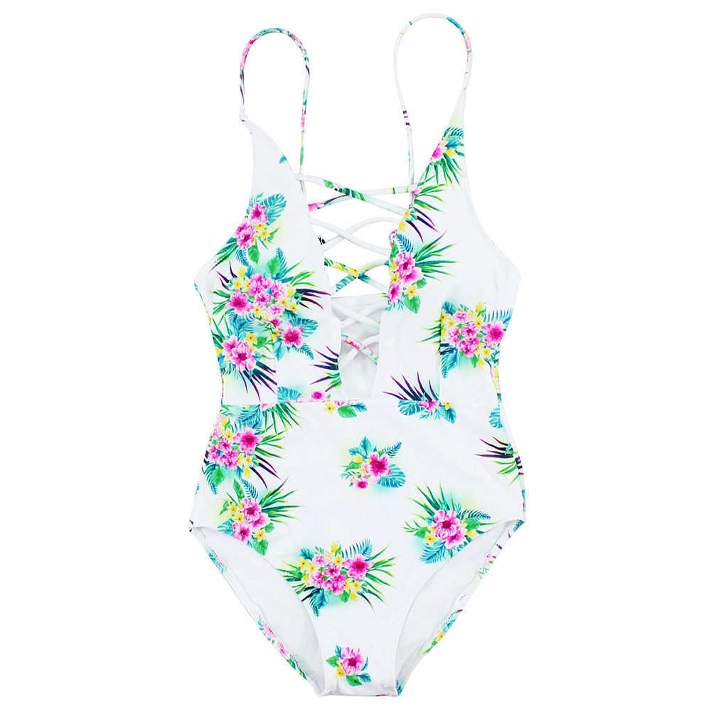 Women Sexy Crisscross Plunge Swimwear Backless Monokini Swimsuit Bandage Bathing Suits Beachwear Swim Wear 210611