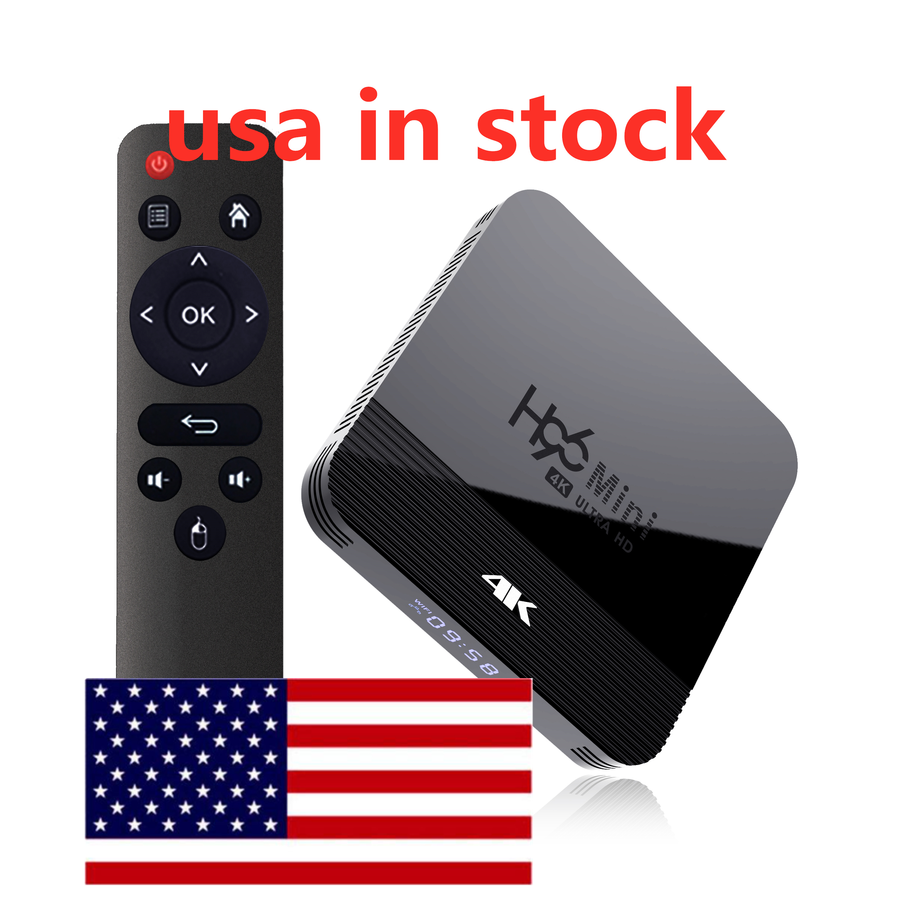 STOCK IN USA h96 mini h8 tv box rockchip rk3228A quad core 2.4g 5ghz dual wifi bt 4k android 9.0 OS 4K 1GB RAM 8GB ROM