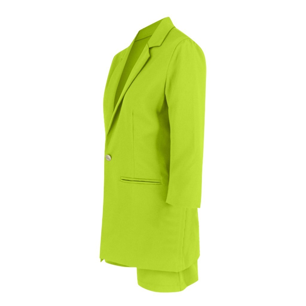 Summer Work Ol Two Piece Set Blazer Jacket And Shorts 2 Piece Set Women Belt 34 Sleeve Women Two Piece OutfitsG30 T200603