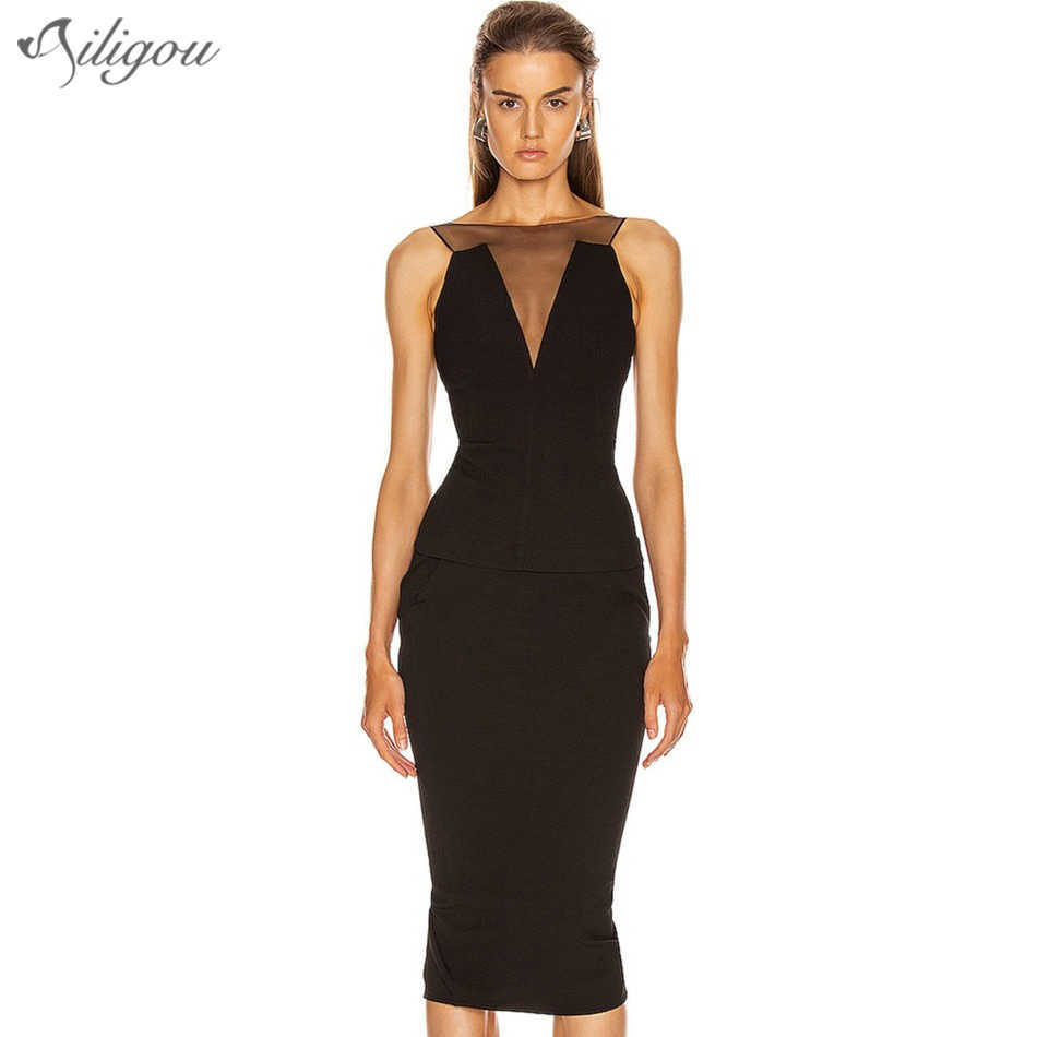 Ladies Two-Piece Lace Sleeveless Tight Pencil dress Fashion And Elegant Office Sexy Celebrity Party Suit 210527
