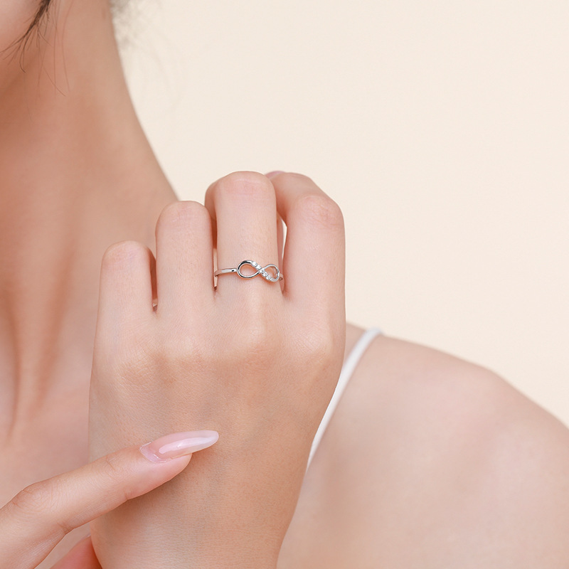 925 Sterling Silver Ring Infinity Forever Love Knot Promise Anniversary CZ Simulated Diamond Rings for Women