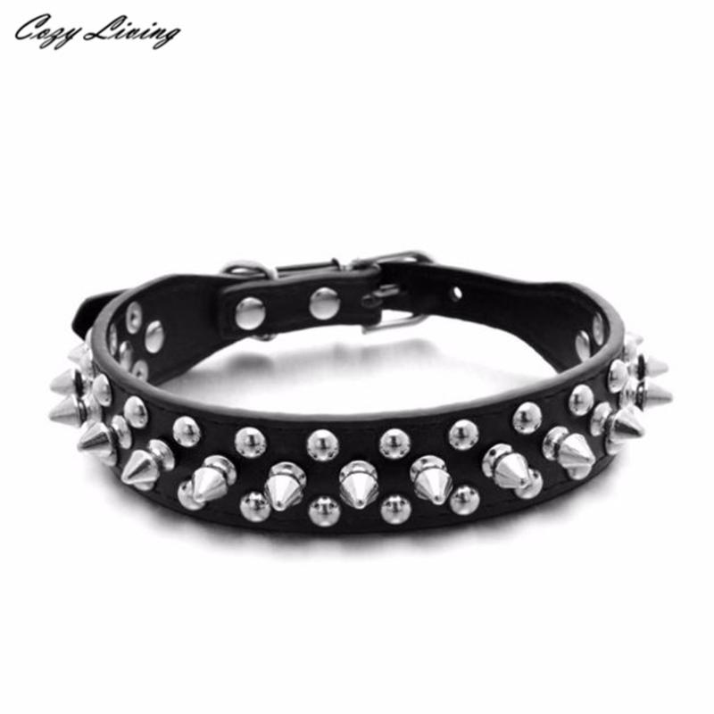 Dog Collars & Leashes Pet Pu Leather XXS-L Adjustable Rivet Spiked Studded Puppy Collar Neck Strap Cool 30D16