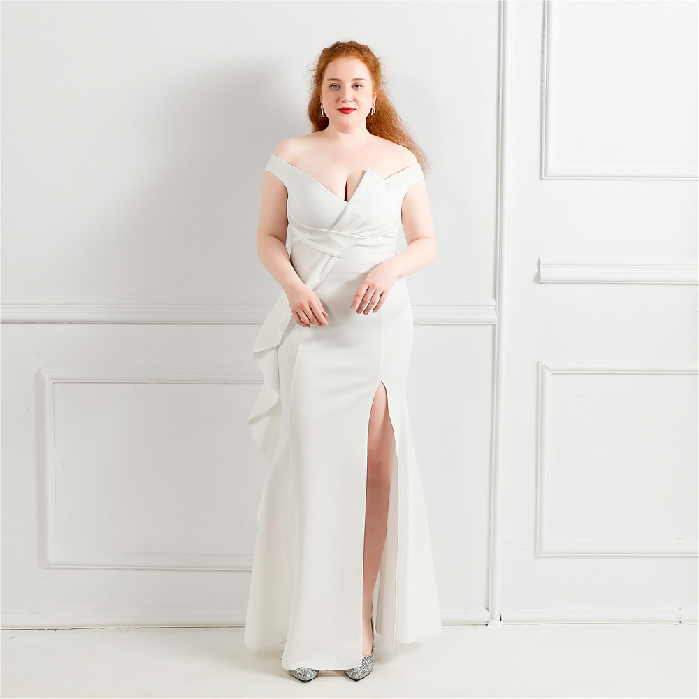 Simple Crepe Stain Mermaid Evening Dress Wear Plus Size vestifos de mujer largos elegantes de fiesta Sexy Slit Prom Gown