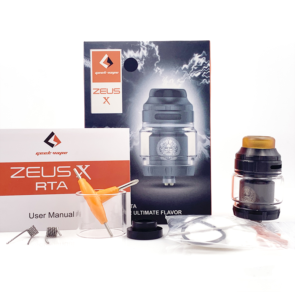 

Zeus X RTA Tank 25mm 4.5ml Atomizer with DIY Clapton Coil Vape Cotton 810 Drip Tip Airflow Leakproof for 510 Vaporizer Mod