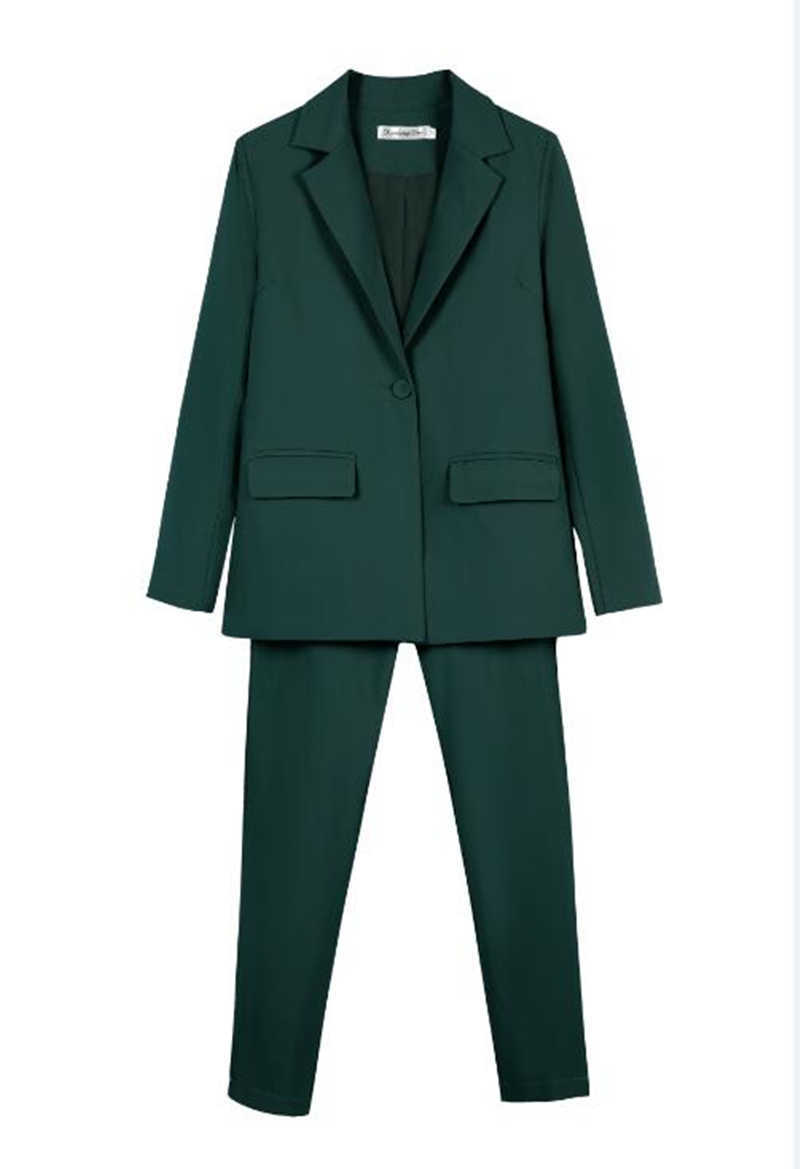 Work Pant Suits OL 2 Piece Set For Women Business Interview Suit Set Uniform Smil Blazer And Pencil Pant Office Lady Suit 211007