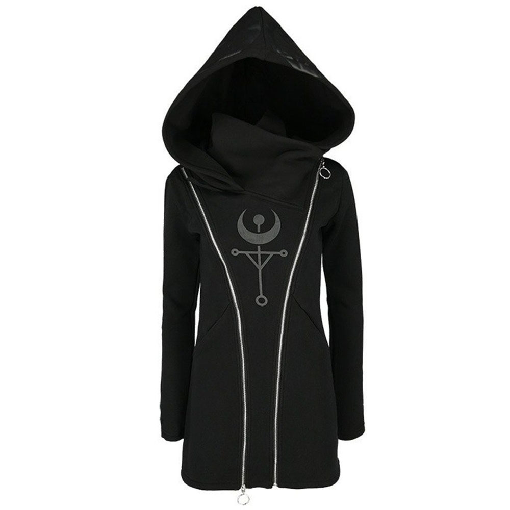 Rosetic Hooded Punk Hoodie Women Oversize Zipper Fashion Casual Long Coat Streetwear Goth Sweatshirt Plus Size Hoodies Autumn 201102