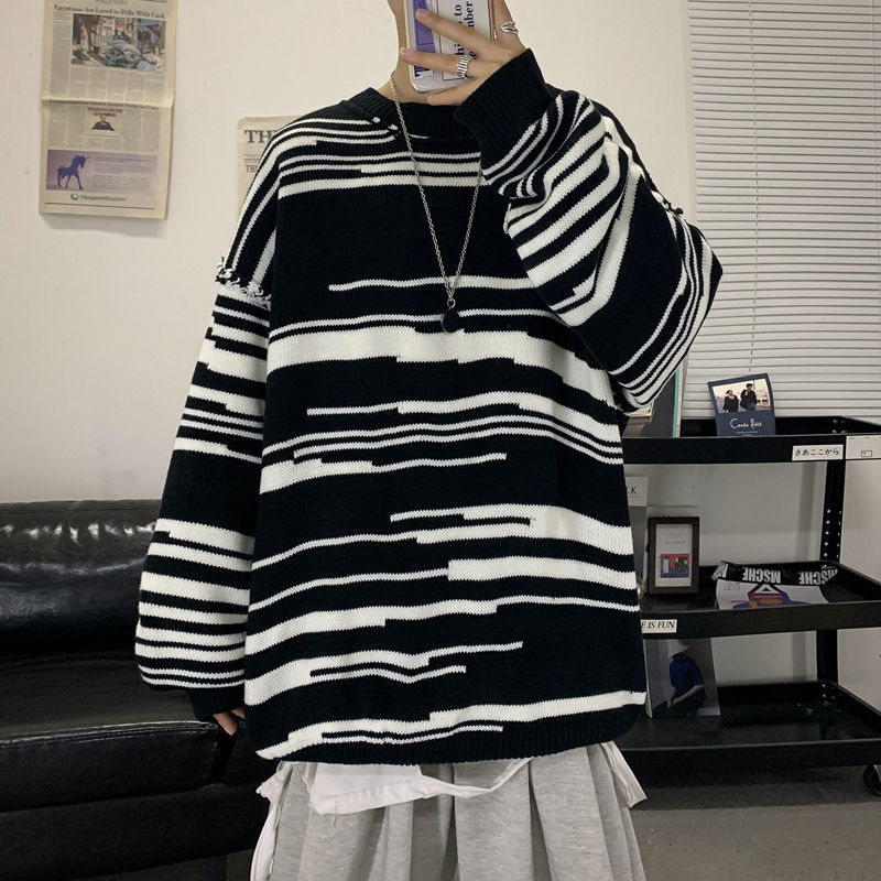 2021 New Korean Striped Sweater Men's Warmth and Fashion Retro Casual Knitted Pullover Men Loose Winter Knitting Sweaters Mens Clothes 6e8x, White
2021 New Korean Striped Sweater Men's Warmth and Fashion Retro Casual Knitted Pullover Men Loose Winter Knitting Sweaters Mens Clothes 6e8x, White