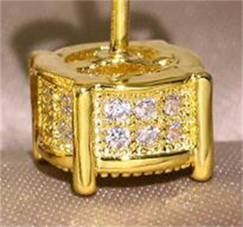 Earrings Studs Yellow White Gold Plated Sparkling CZ Simulated Diamond Earrings For Men Women 159 T2