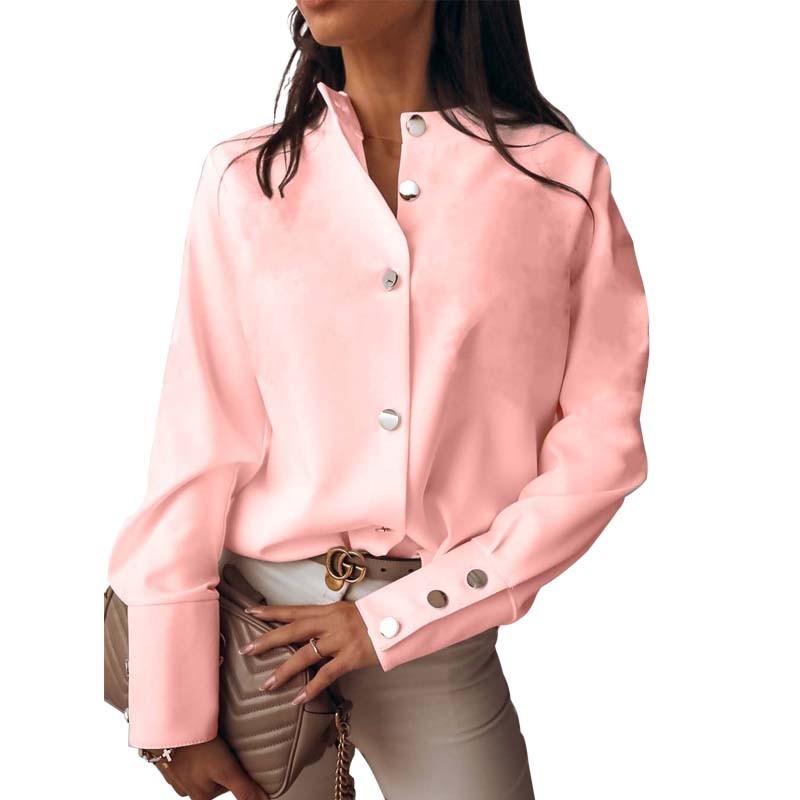 Autumn White Blouse Womens Casual Fashion Stand Collar Long Sleeve Plus Size Office Ladies Shirt Elegant Female Tops And Blouses 210225