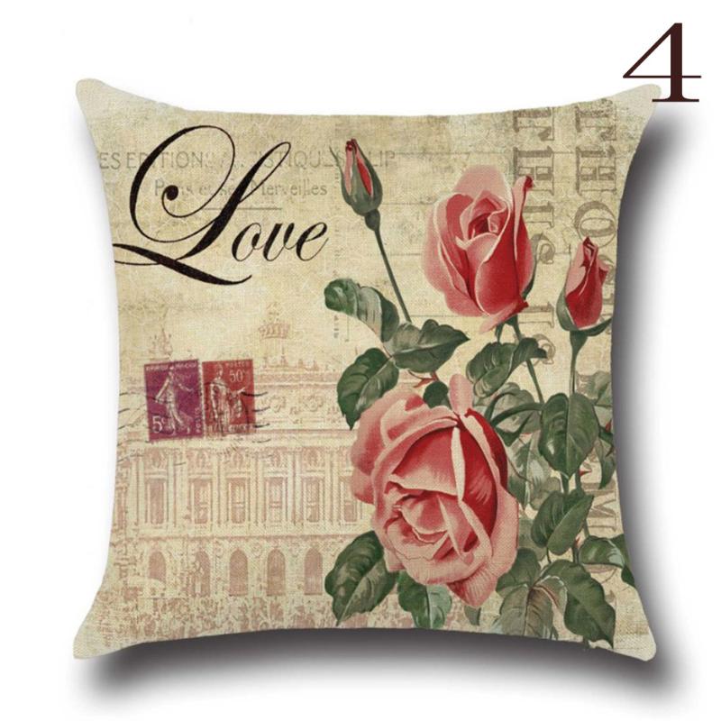 45*45cm Rose Flowers Cushion Cover Nordic Style Home Wedding Decoration Throw Pillow For Sofa Bed Car Pillow Case