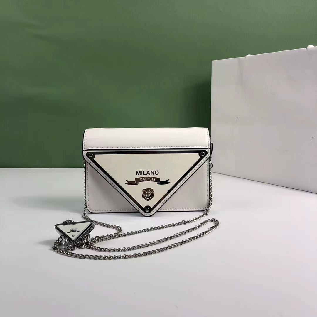 Top women's leather shopping bag cross-body bag Two triangle crossbody bags for ladies, White
Top women's leather shopping bag cross-body bag Two triangle crossbody bags for ladies, White