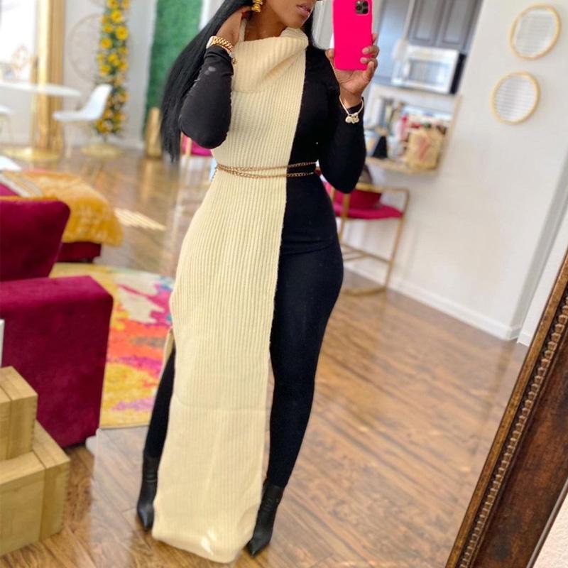 Casual Dresses 2021 Fashion Autumn Winter Knitted Sweater Dress Women Turlneck SleeveLess Side Slit Outfits Birthday Party Long Maxi Robe, Waist chain
Casual Dresses 2021 Fashion Autumn Winter Knitted Sweater Dress Women Turlneck SleeveLess Side Slit Outfits Birthday Party Long Maxi Robe, Waist chain