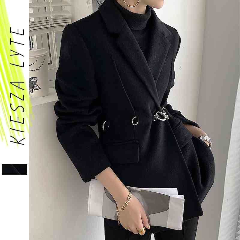 Women' Black Woollen Suit Jacket Minority Autumn Winter Arrival Fashion Belted Thick Wool Coat Outerwear For Lady 210608
Women' Black Woollen Suit Jacket Minority Autumn Winter Arrival Fashion Belted Thick Wool Coat Outerwear For Lady 210608