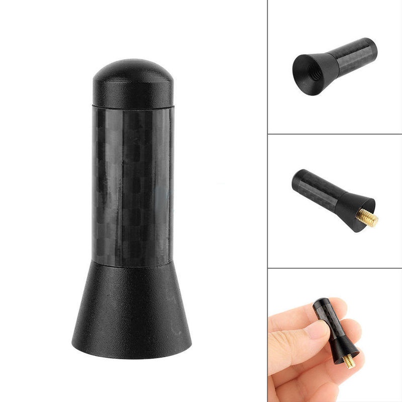 Universal Carbon Fiber Car Roof Antenna Enhanced Signal FM/AM 3.5cm Screw Metal Stubby Mast Vehicle Radio Aerial