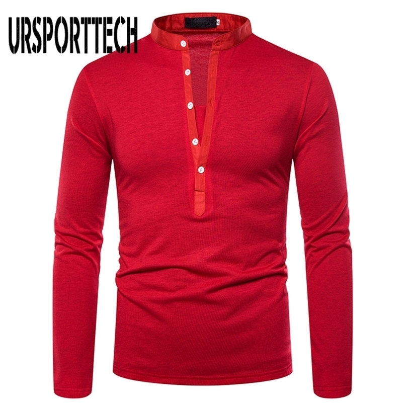 URSPORTTECH Solid Color T Shirt Men Long Sleeve Casual T-shirt Tops Clothing Spring Autumn Streetwear Fashion T-shirts 220309