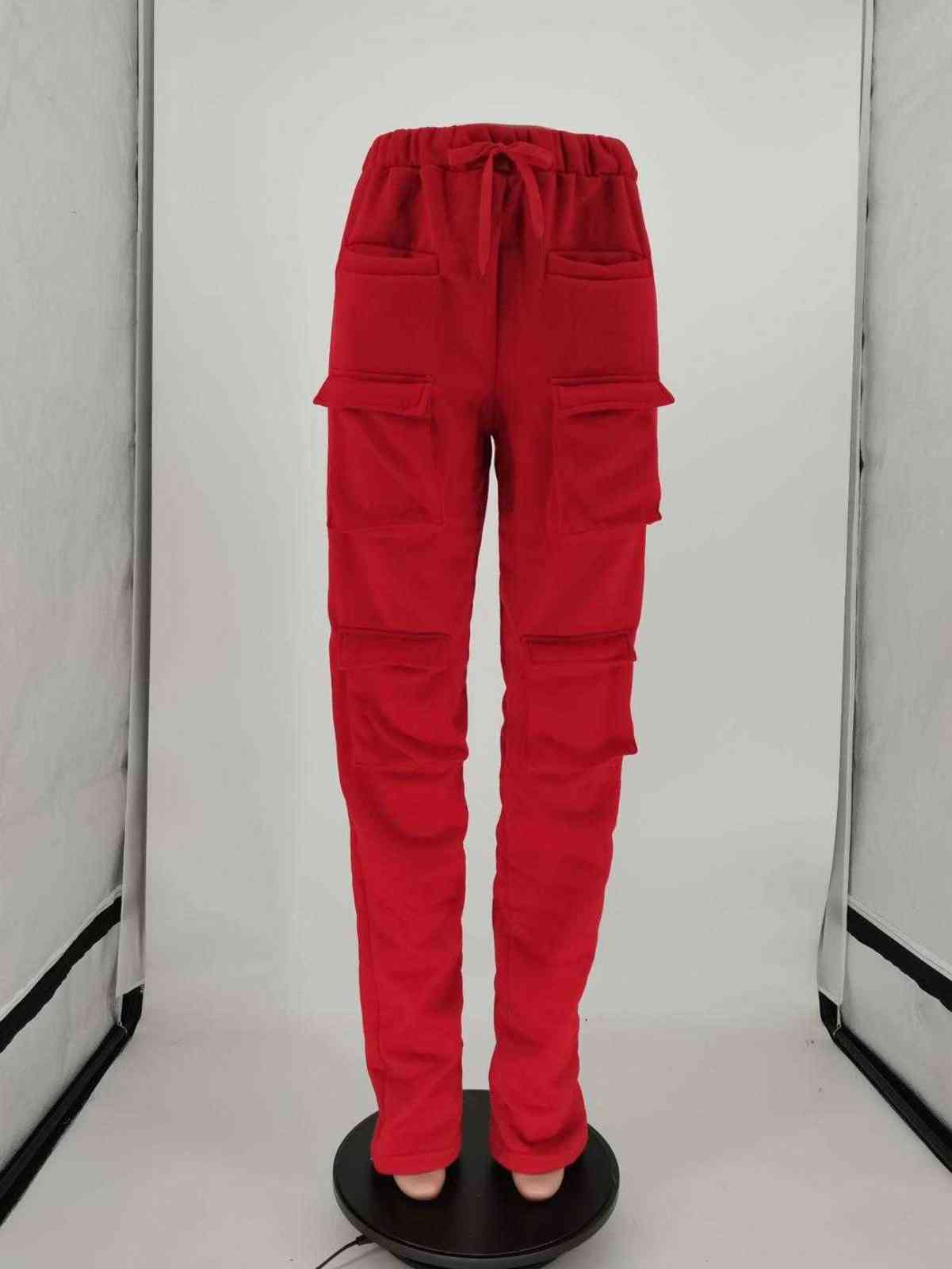Women's Red Stacked Sweatpants High Waist Tracksuits Y2K Harajuku Joggers Streetwear Mall Goth Cargo Pants Safari Trousers 211115