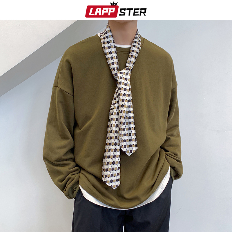LAPPSTER Men Oversized Harajuku Solid Graphic Hoodies Pullover Men Harajuku Sweatshirts Kpop Fashions Casual Clothes 5XL 201020