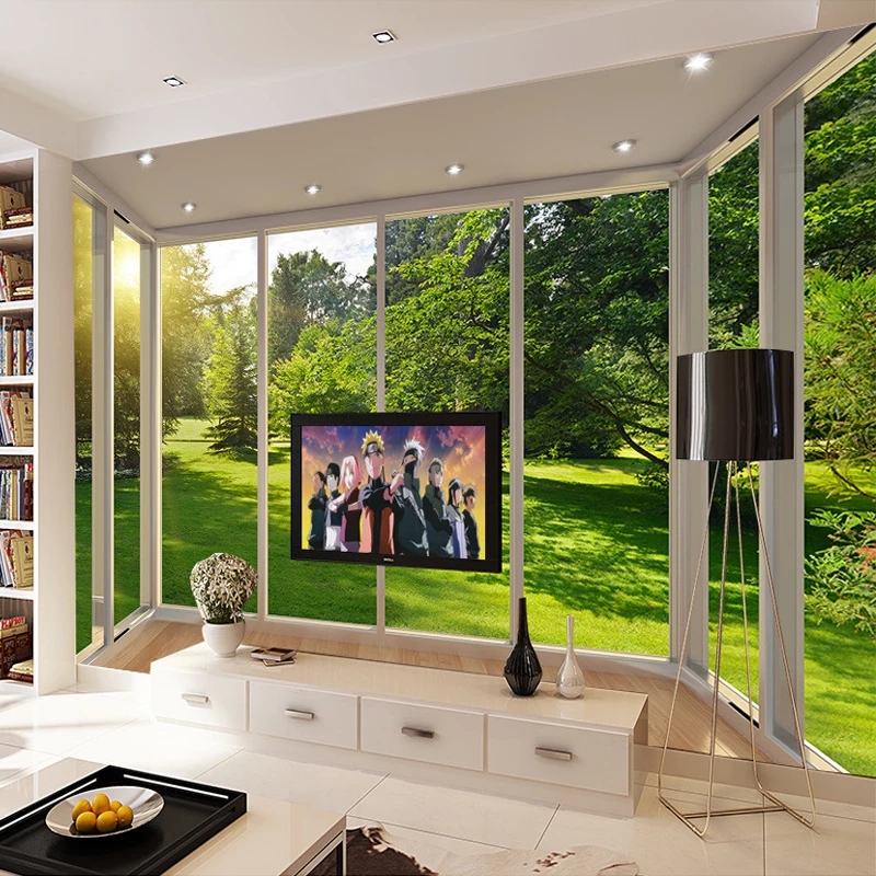 Custom Mural Wallpaper 3D Stereoscopic Space European Balcony Forest Lawn Landscape Living Room Background Waterproof