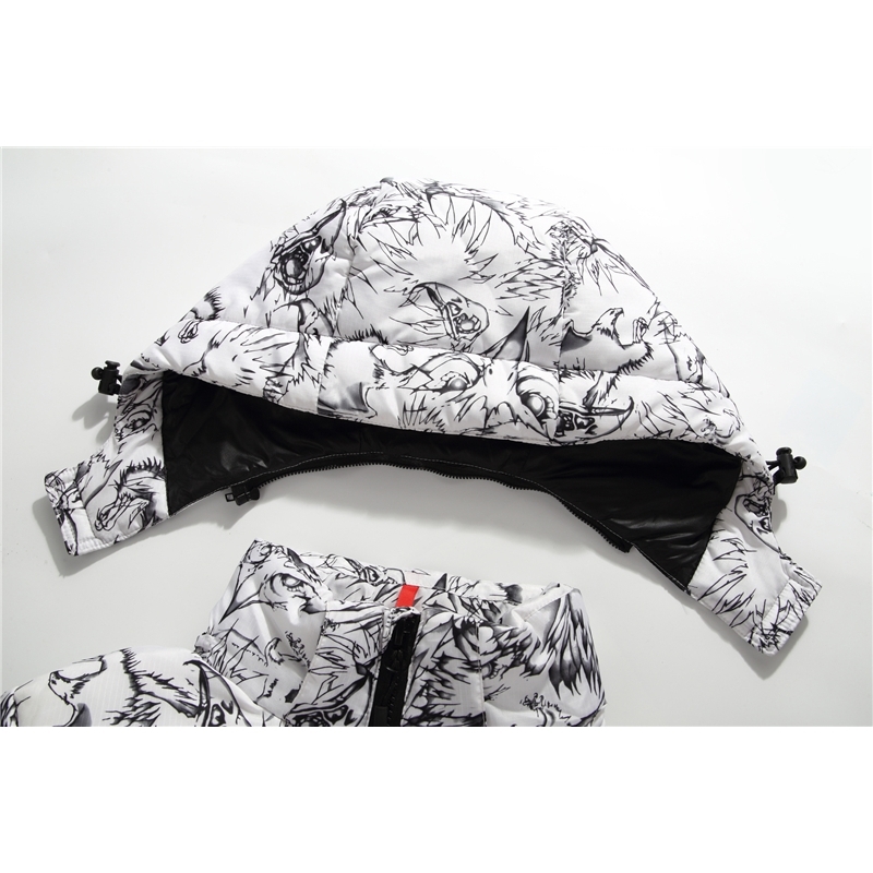 Mens Casual Down Jacket Winter New Boutique White Duck Down Thick Warm Fashion Print Mens Slim Hooded White Black Down Coat 201225