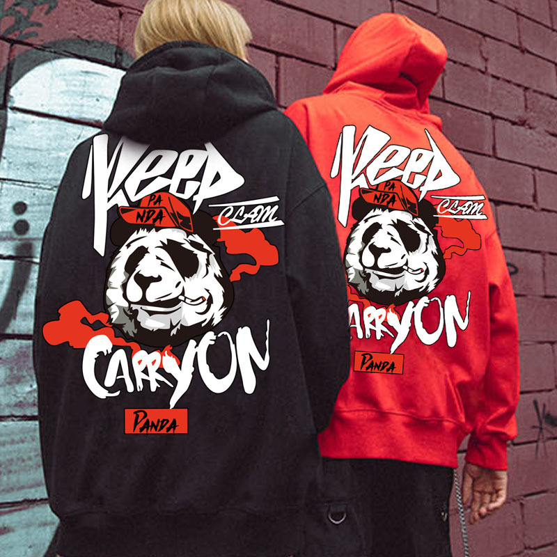 ZAZOMDE Hip Hop Hoodie Pullover Men Sweatshirt Panda Cartoon winter warm Hoodies Fashion Trend Street Hoodie Streetwear cool men 201127
