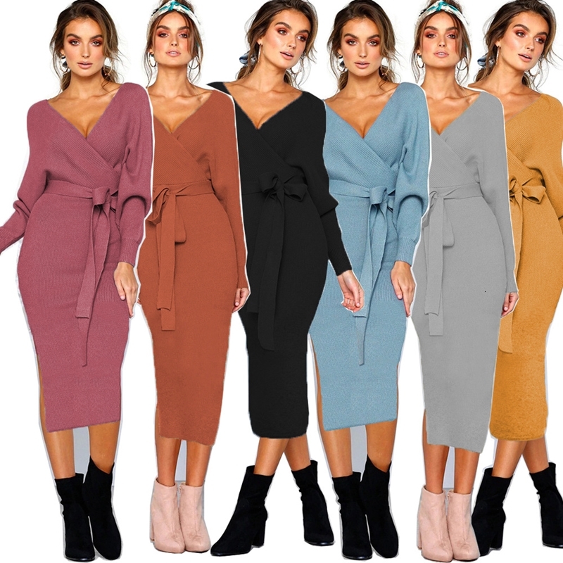 2021 New Sexy V-neck Sweater Women Autumn Party Split Elegant Solid Sashes Bodycon Casual Knitted Midi Es Vestidos C7aq, Black
2021 New Sexy V-neck Sweater Women Autumn Party Split Elegant Solid Sashes Bodycon Casual Knitted Midi Es Vestidos C7aq, Black