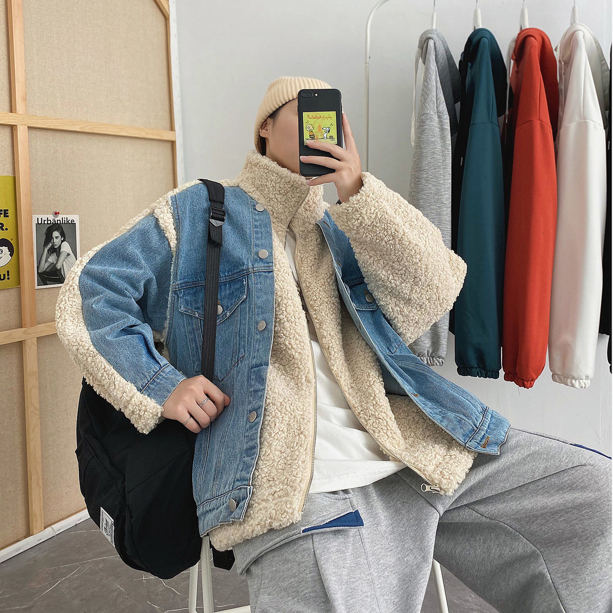 2021 New Men's Turtleneck Ff Denim Two-piece Jacket Keep Warm Cotton-padded Blue Parkas Loose Fashion Trench Yira, Apricot.
2021 New Men's Turtleneck Ff Denim Two-piece Jacket Keep Warm Cotton-padded Blue Parkas Loose Fashion Trench Yira, Apricot.