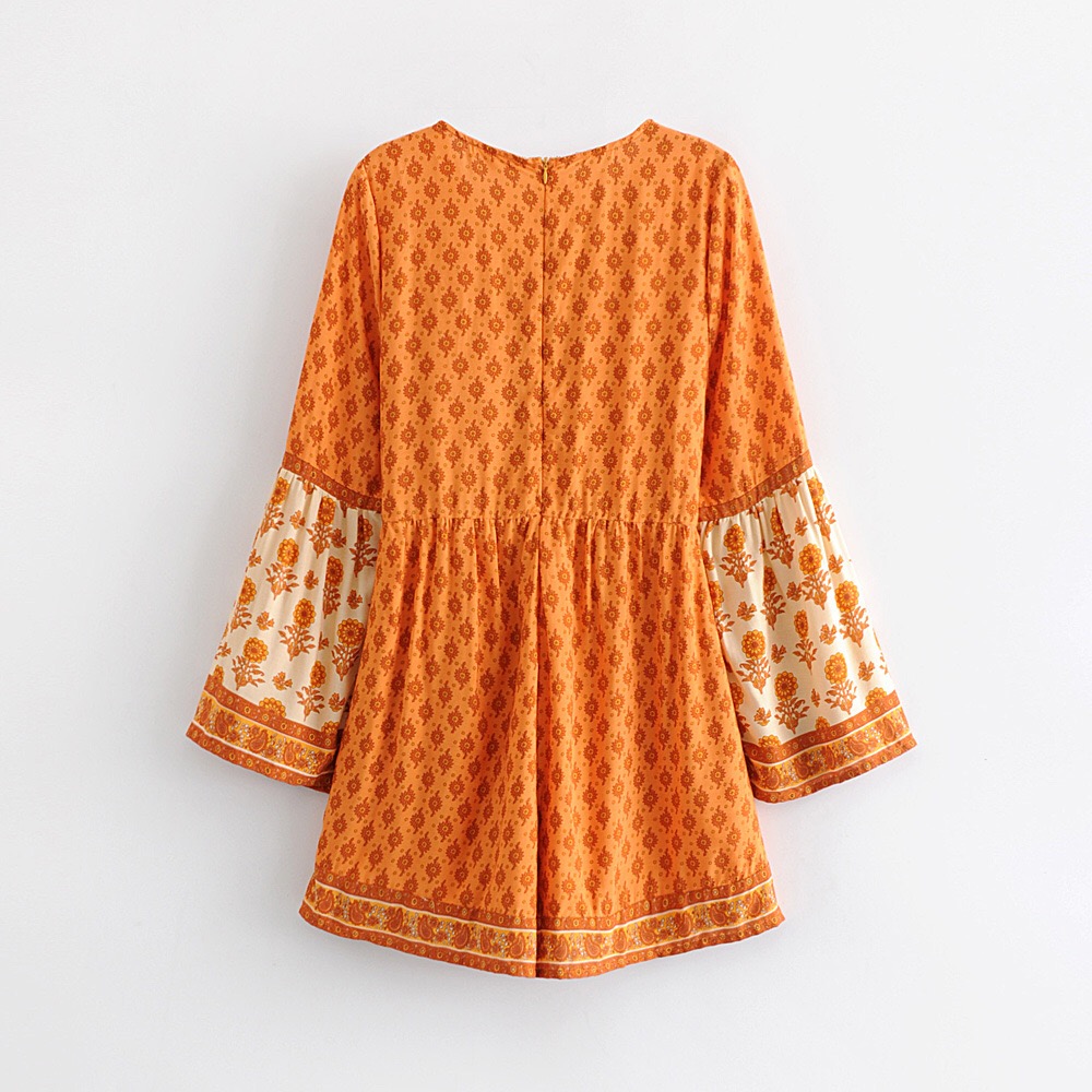 New Bohemian Tassel Lace up V neck Orange Floral print Playsuits Women Long Flare Sleeve Short Jumpsuits Romper Bodysuits, Red
New Bohemian Tassel Lace up V neck Orange Floral print Playsuits Women Long Flare Sleeve Short Jumpsuits Romper Bodysuits, Red