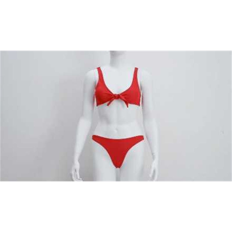 Sexy Tie Knot Front Bikini Push Up Swimsuit Bikini Set Bandage Swimwear Yellow Thong Bathing Swimming Suit Q190518