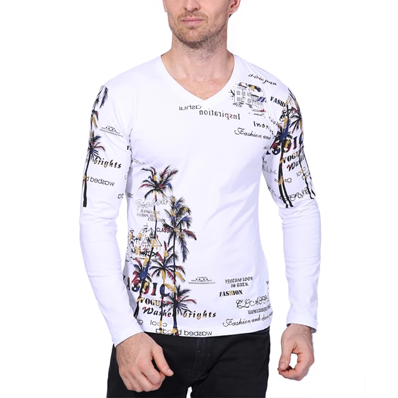 2022 Brand Men's T-Shirts Coconut Island Print V Neck Long Sleeve Slim Fit T Shirt Men High Quality Casual Tees Shirts, White
2022 Brand Men's T-Shirts Coconut Island Print V Neck Long Sleeve Slim Fit T Shirt Men High Quality Casual Tees Shirts, White