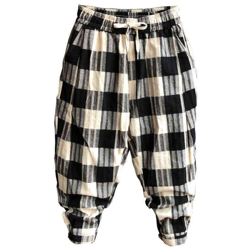 Idopy Fashion Mens Trend Stretchy Harem Jeans Drawstring Comfy Striped Comfortable Cuffed Trousers Joggers For Male 211111