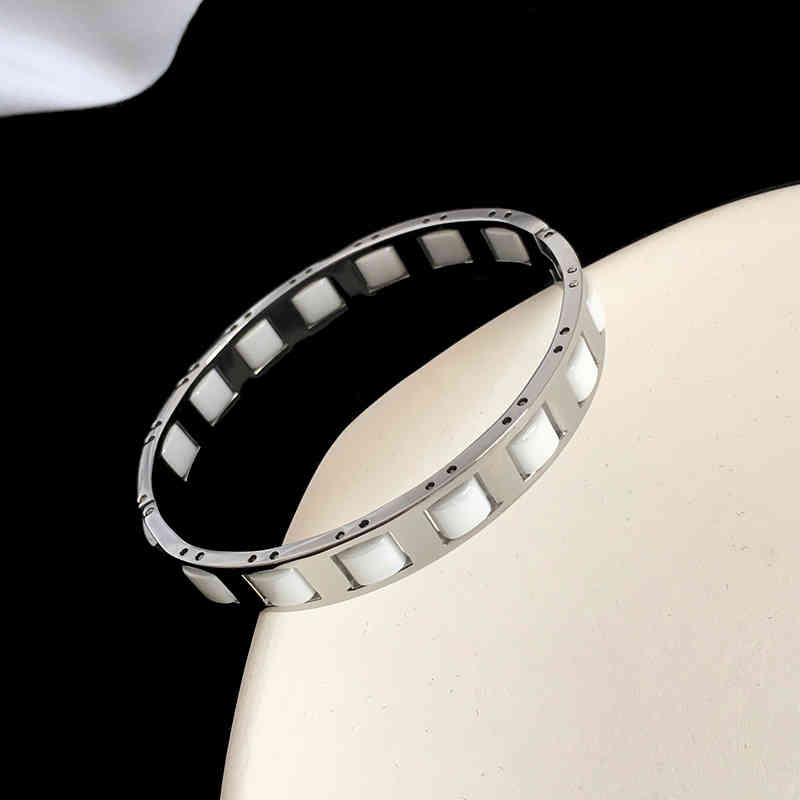 Charm Bracelets 56 Fashion Titanium Steel 2021 Atmosphere Personality Black and White Ceramic