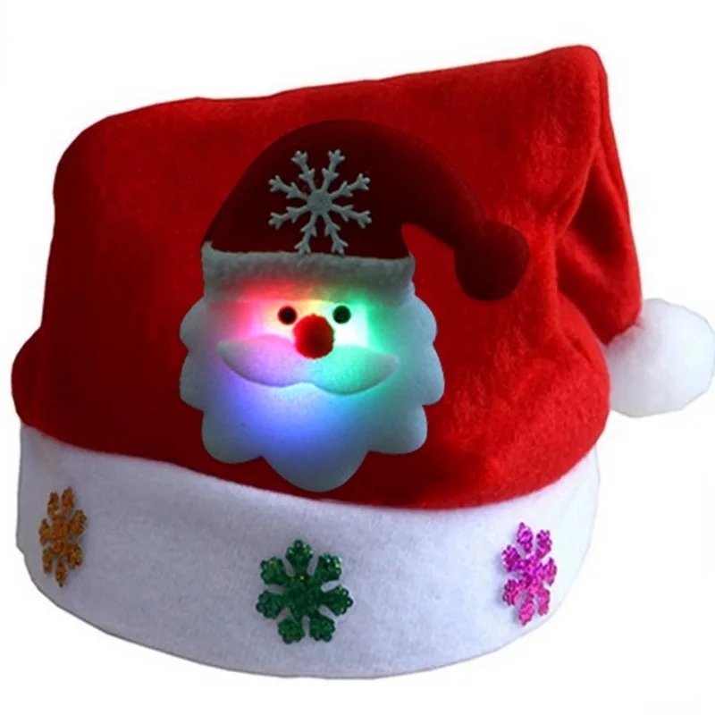 LED Christmas Hats Light Up Cap Snowman Elk Santa Claus Hats for Adult Kids New Year Navidad 2022 Party Decoration Xmas Gifts