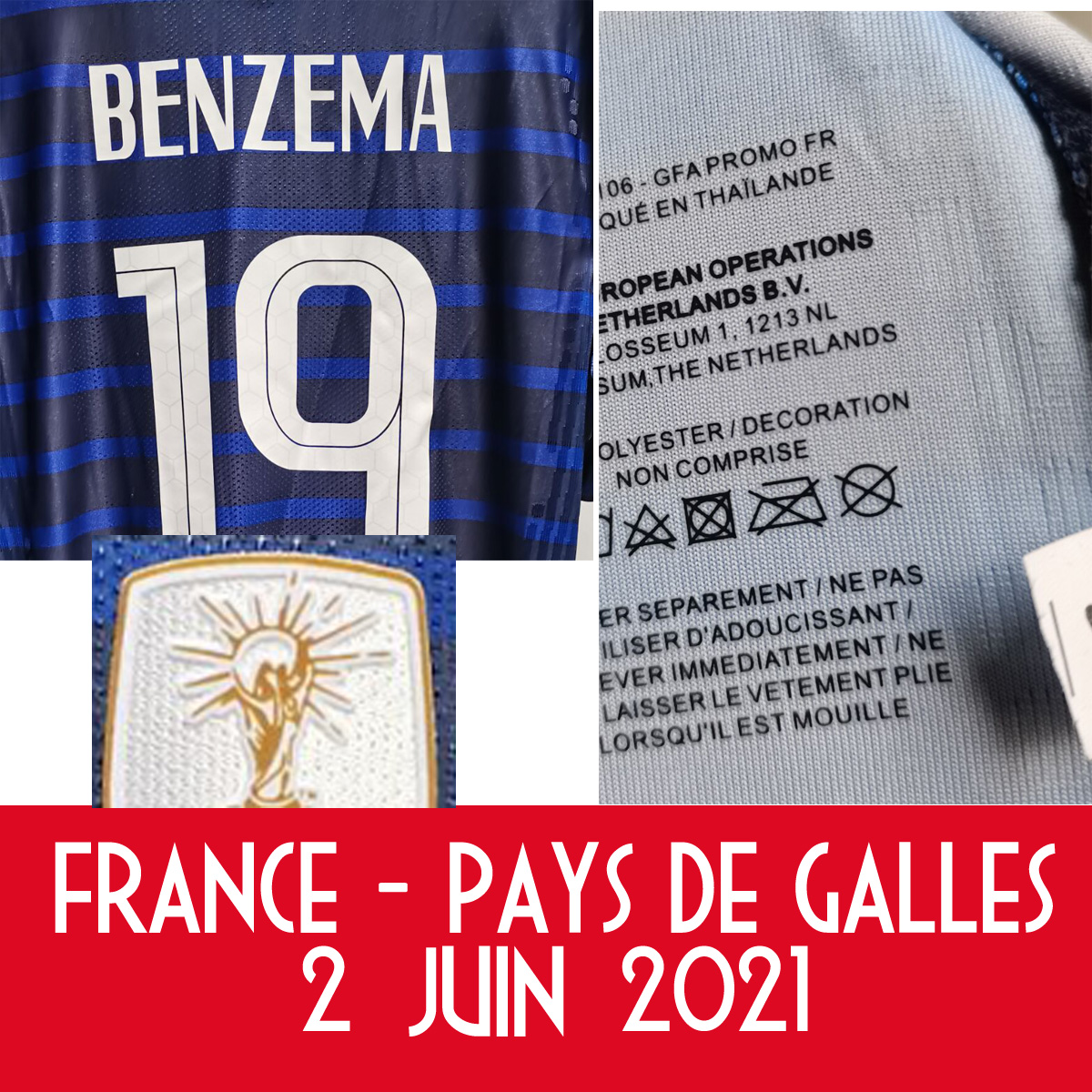 2021 MatchWorn Player Issue Mbappe Griezmann Benzema Jersey Vs Wales Pays de Galles Match Details maillot Shirt, Black
2021 MatchWorn Player Issue Mbappe Griezmann Benzema Jersey Vs Wales Pays de Galles Match Details maillot Shirt, Black