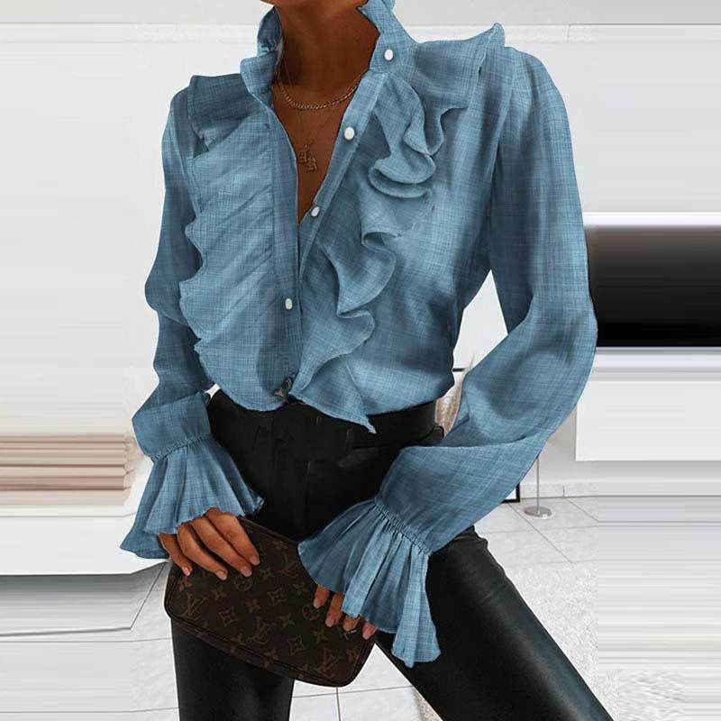 2021 New Solid Ruffle Shirts Office t Shirt Lady Summer Long Sleeve Slim T-shirts Fashion Women Sexy V-neck Tops U74u, 03
2021 New Solid Ruffle Shirts Office t Shirt Lady Summer Long Sleeve Slim T-shirts Fashion Women Sexy V-neck Tops U74u, 03