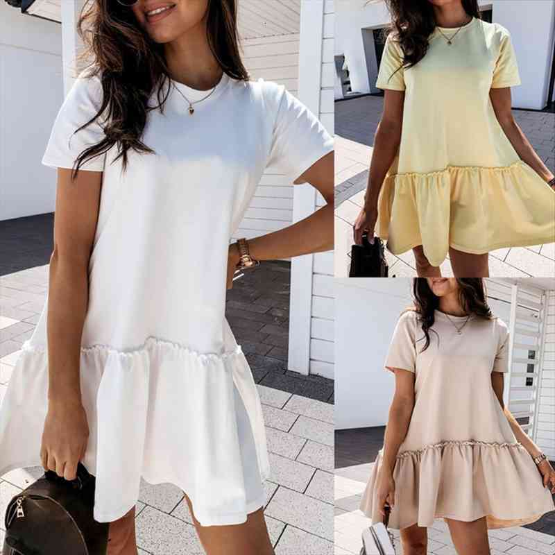 women dresses summer fashion women solid color o neck short sleeve ruffled hem a line mini dress vestidos, Black;gray
women dresses summer fashion women solid color o neck short sleeve ruffled hem a line mini dress vestidos, Black;gray