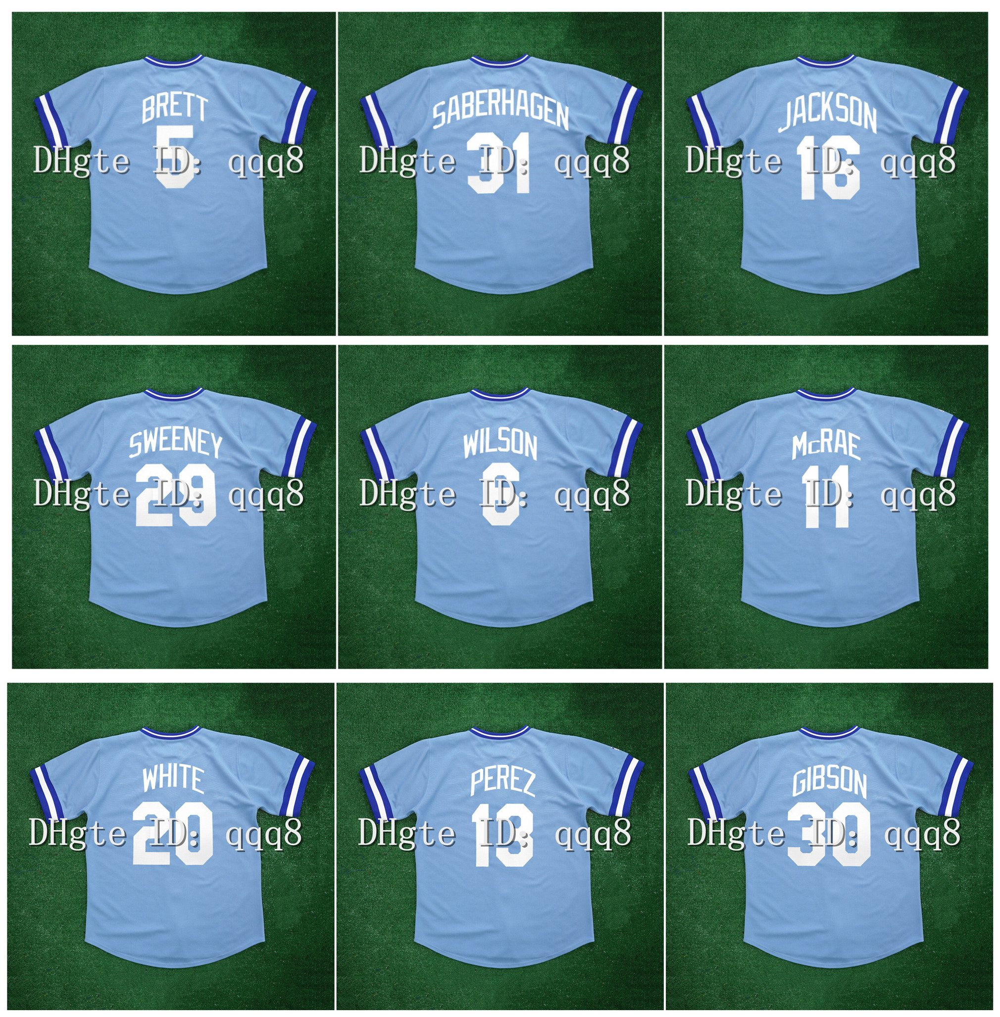 Vintage 1985 Royals George Brett Baseball Jerseys 16 Bo Jackson 31 Bret Saberhagen 29 Mike Sweeney 6 Willie Wilson 11 Hal McRae Frank White Salvador Perez Kirk Gibson, As pic
Vintage 1985 Royals George Brett Baseball Jerseys 16 Bo Jackson 31 Bret Saberhagen 29 Mike Sweeney 6 Willie Wilson 11 Hal McRae Frank White Salvador Perez Kirk Gibson, As pic