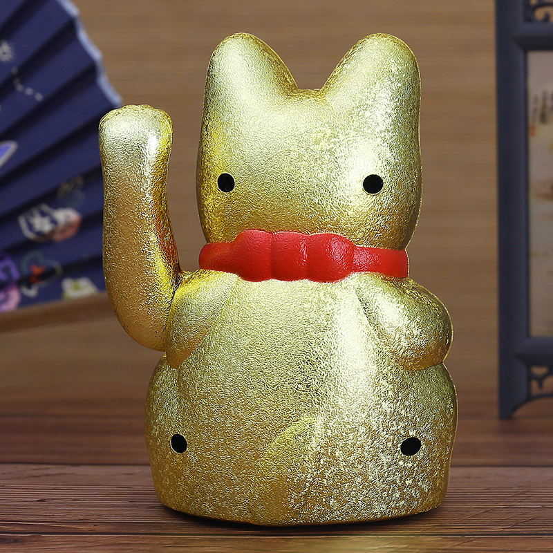 Chinese Feng Shui Beckoning Cat Wealth White Waving Fortune/ Lucky 6"H Gold Silver Gift for Good Luck Kitty Decor 210804
