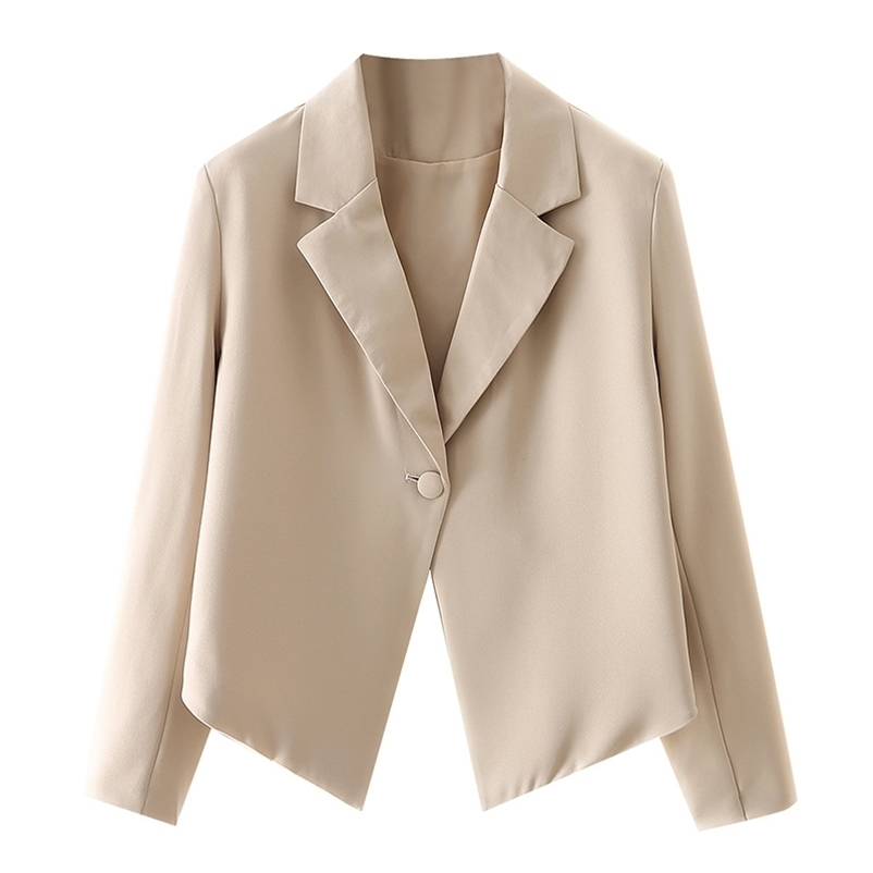 Spring Autumn blazer jacket double breasted long sleeve Hem shirring Casual female single coat 210524, Khaki
Spring Autumn blazer jacket double breasted long sleeve Hem shirring Casual female single coat 210524, Khaki