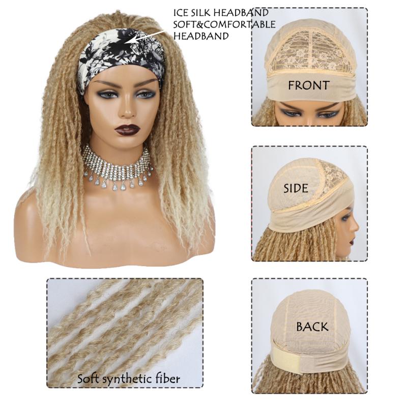 Synthetic Wigs Omber Blonde 613 Headband Dreadlocks Hair Afro Curly Crochet Twist Braids For Black Women